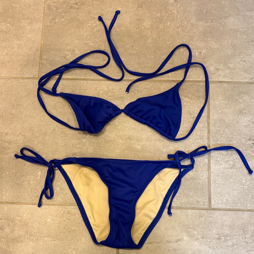 J Crew Royal Blue String Bikini Set, women’s size XS top XXS bottom